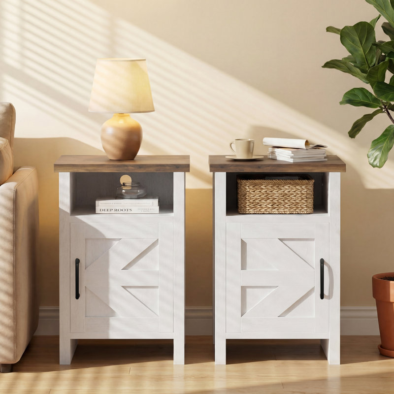 Table de chevet Haslingden, 2, Blanc / brun