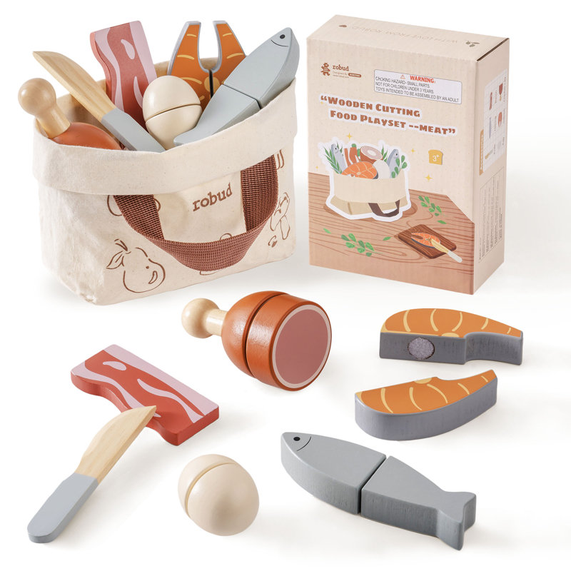 Ensemble de jeu de viande et d'œufs en bois Asjad