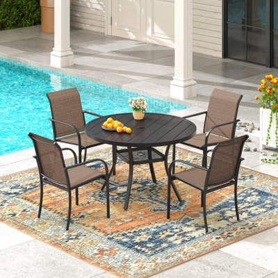 4-Person Outdoor Patio Dining Set With Stackable Chairs