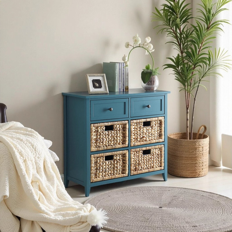 Flavius Teal Finish Console Cabinet - A Timeless Storage Solution, Blue
