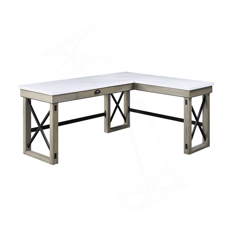 Bureau d'écriture avec plateau relevable Devaansh, Blanc / gris clair