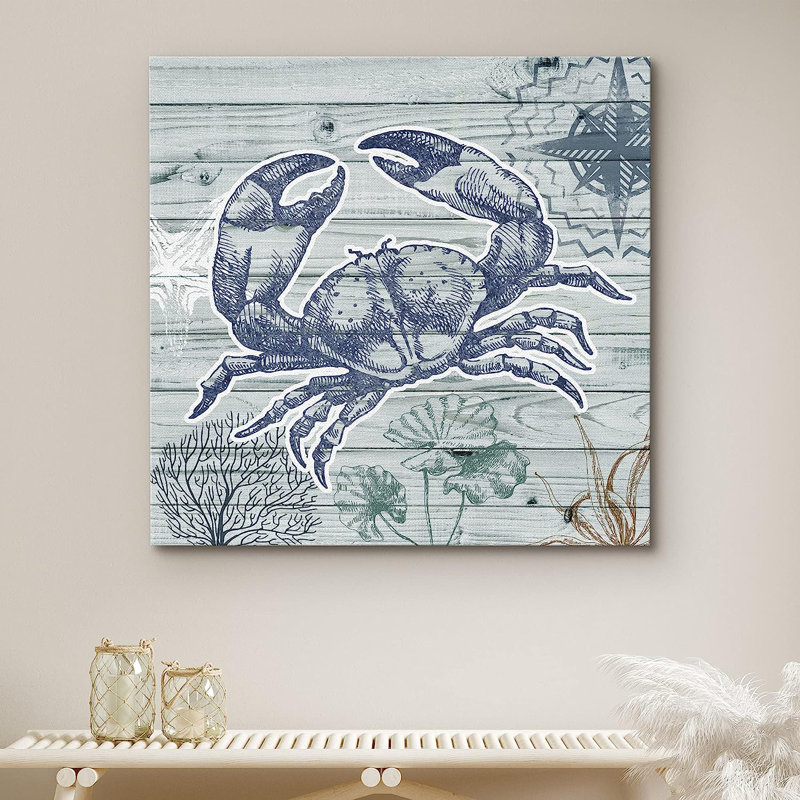 «Marine Lifes In The Sea Crab Swims in Ocean», reproduction sur toile tendue, L 12 po x H 12 po