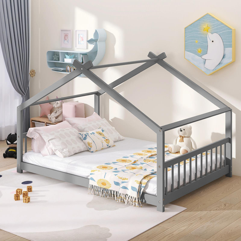 House Bed, Gray, Full