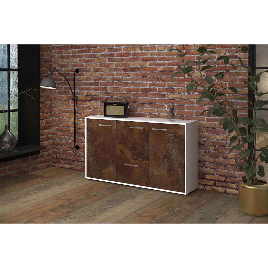 Das Sideboard Diana hat einen anthrazitfarbenen Korpus und eine glänzend weiße Front (136 x 79 x 35 cm) und verfügt über...