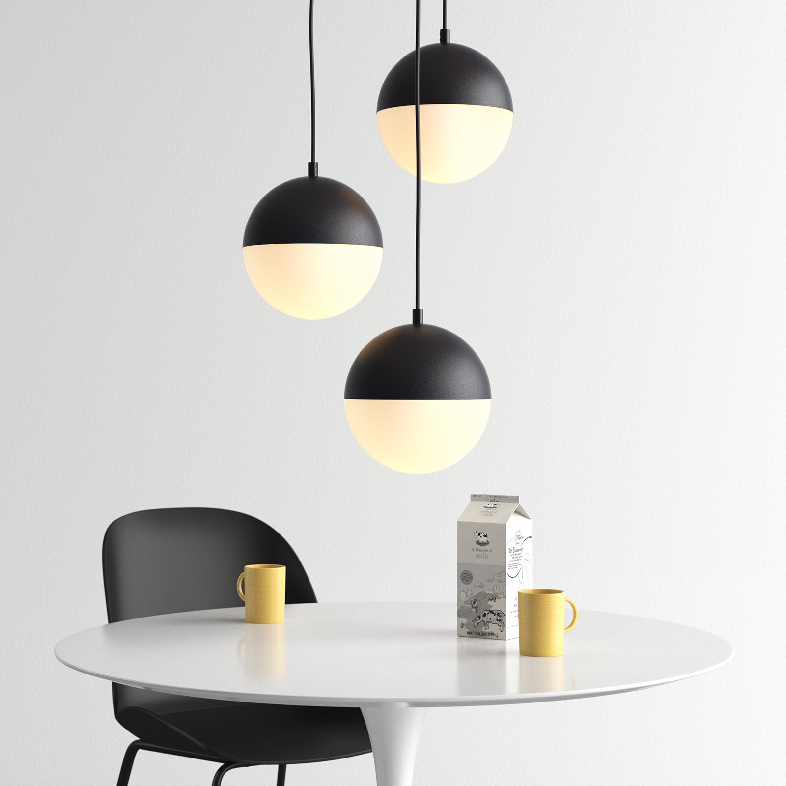 Hastings Dimmable 3-Light Pendant, Black