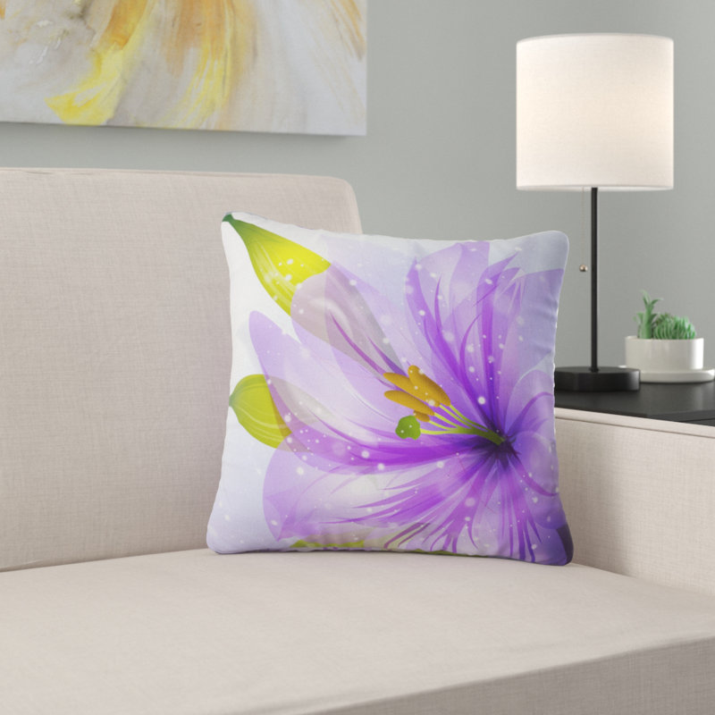 Fleur de lis éclatante - coussin à imprimé floral, 16 po x 1 po, Coussin décoratif