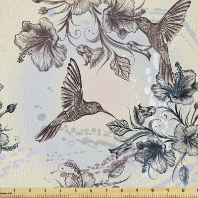 Deakin Hummingbird and Hibiscus Flowers Multi-Purpose Fabric
