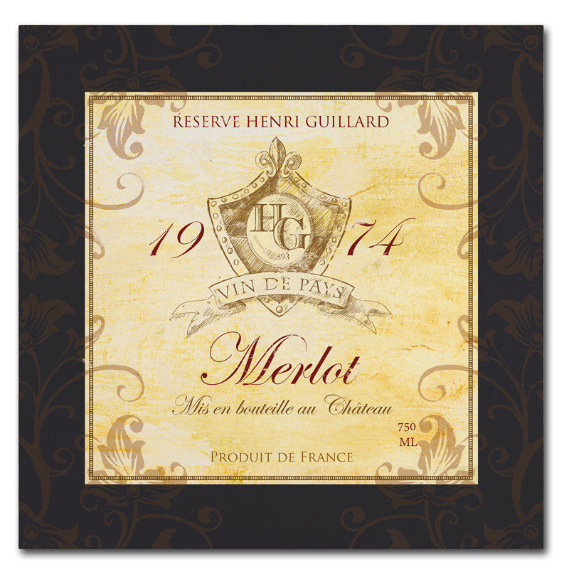 « wine label 6 », publicité sur toile tendue, H 14 po x l 14 po