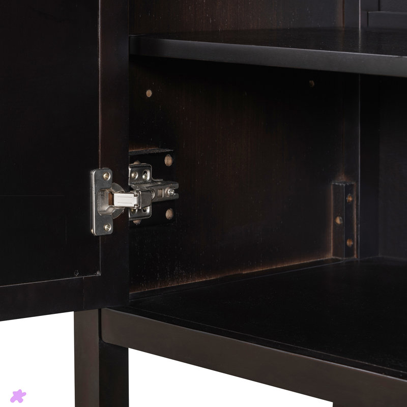 Elegant Retro Console Table/Storage Cabinet/Sideboard With Mirrored Doors, Espresso
