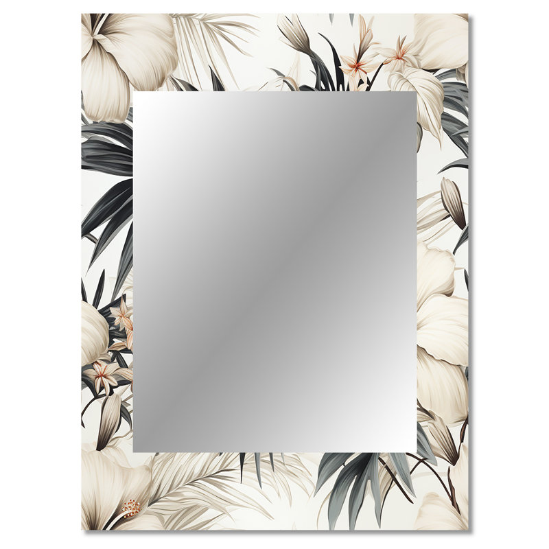 Carlston Neutral Zen Tropical Pattern - tropical  Mirror, Tropical Decorative Wall Mirror, Printed Metal Art, 40" x 30"