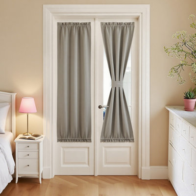 Panneaux latéraux de rideau de porte / fenêtre occultant à 2 panneaux avec passe-tringle pour l'intimité - Rideau occultant et isolant pour salle de classe 52W x 72L - Gris