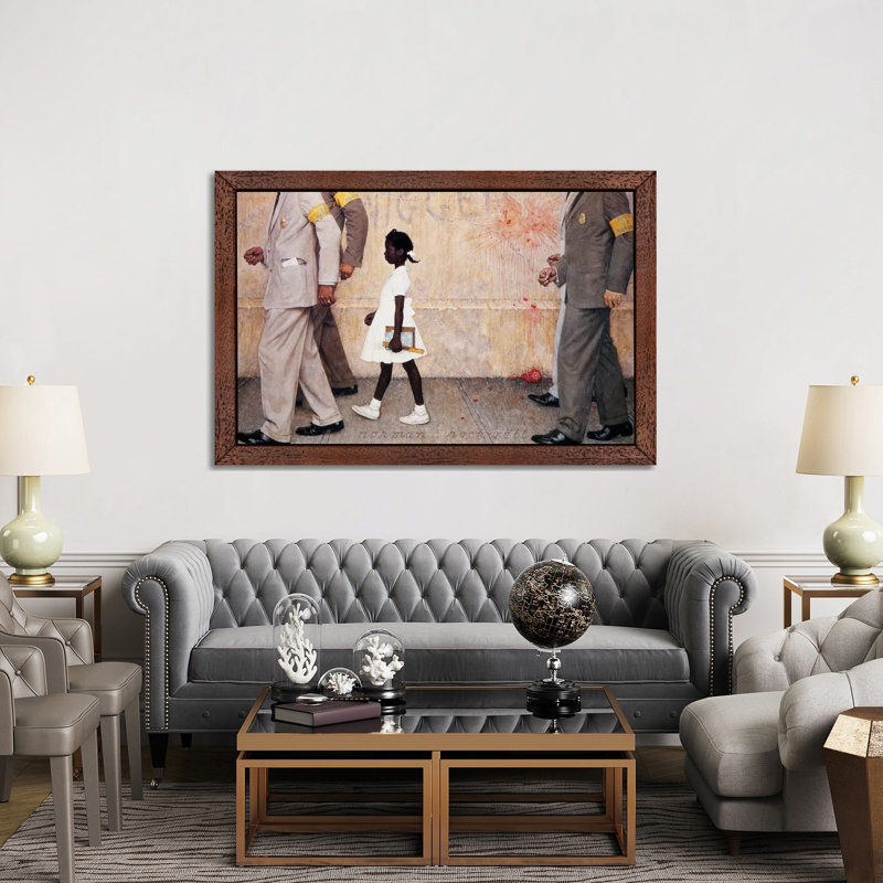 The Problem We All Live With (Ruby Bridges) by Norman Rockwell - Painting on Canvas, 66.04 cm H x 45.72 cm W, Brown Framed