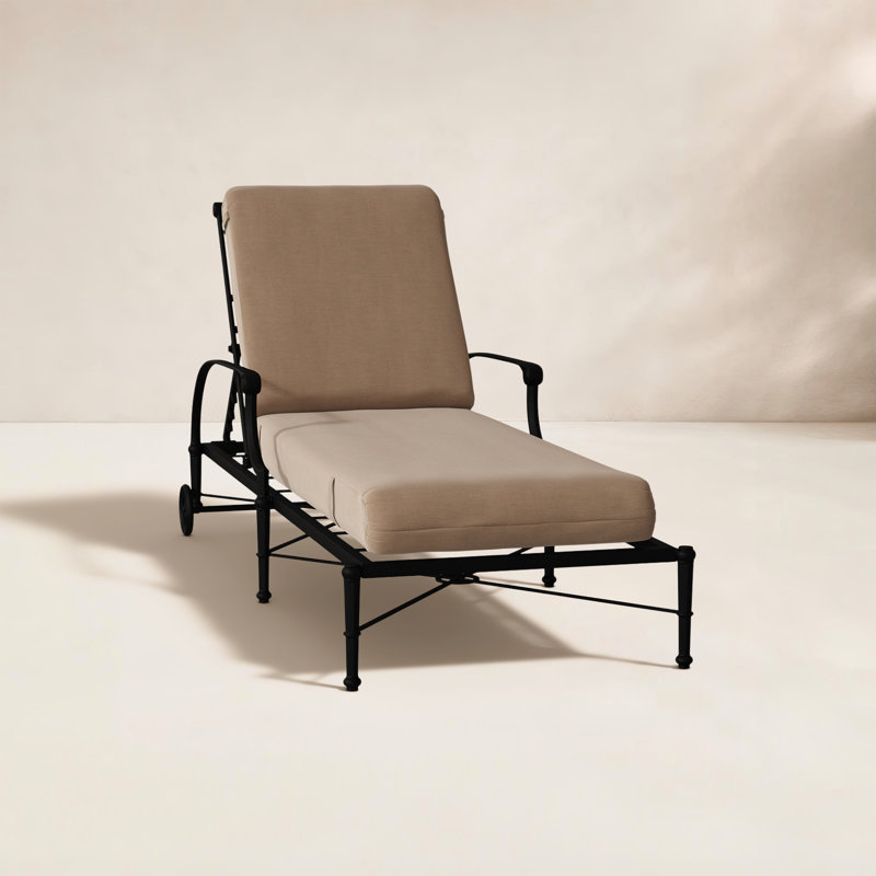 Delphi Outdoor Metal Chaise Lounge , Cushion Included, Canvas Spa Sunbrella® Canvas, Textured Black