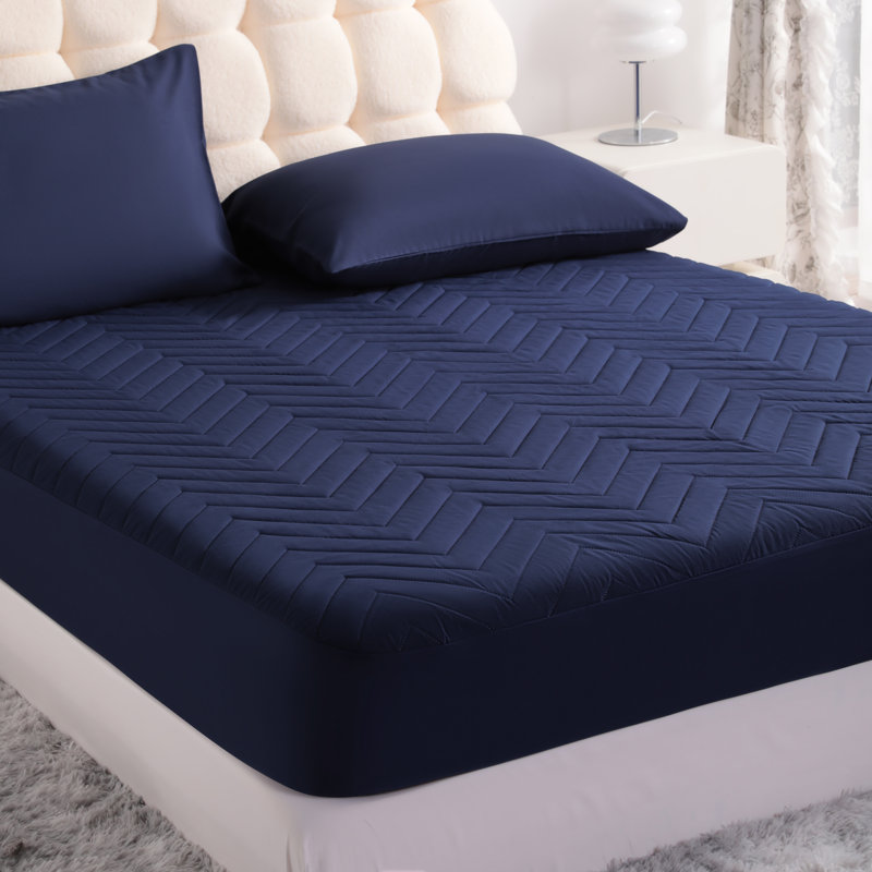 Waterproof Mattress Cover, Noiseless Fitted Sheet, Full Fitted Sheet, Navy