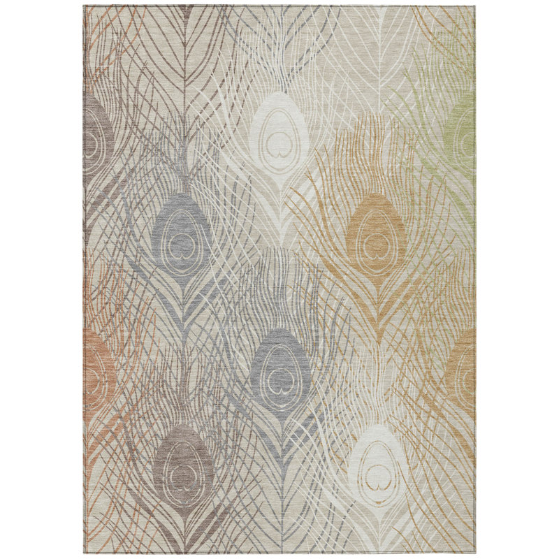 Machine Washable Indoor/Outdoor Jenning ACN2273 Floral Rug, Rectangle 10' x 14'