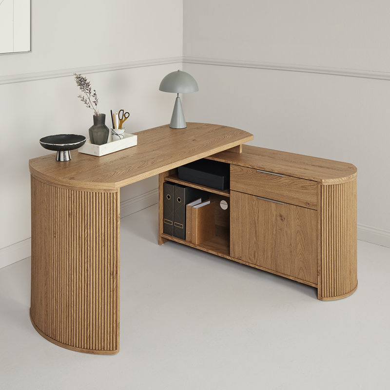 Bureau modulaire en bois manufacturé Godfry, Brun