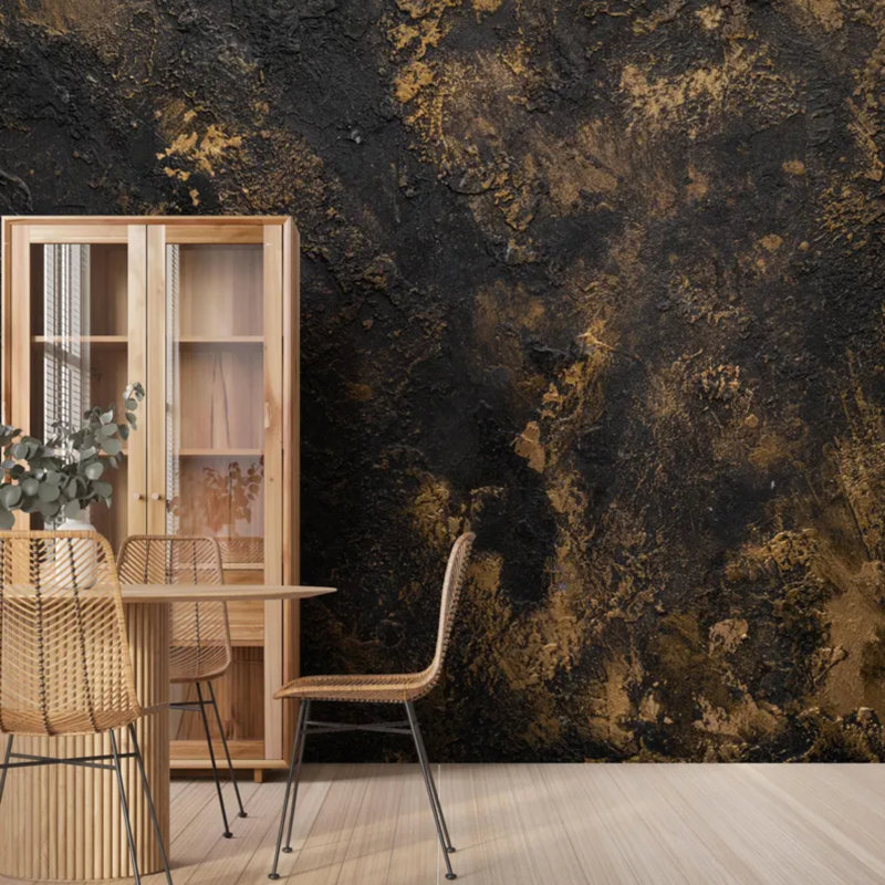Murale texturée noire et dorée, L 204 po x l 114 po