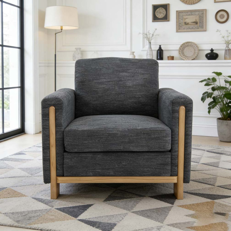 Fauteuil rembourré en tissu, Gris anthracite