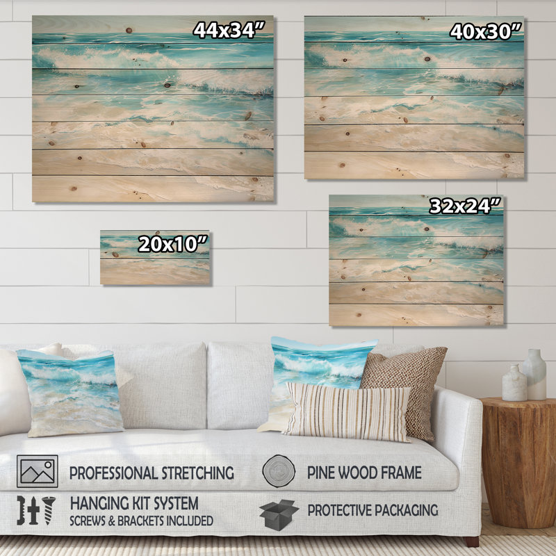 «Ocean Charm», art liquide sur bois de pin naturel, H 30 po x l 40 po