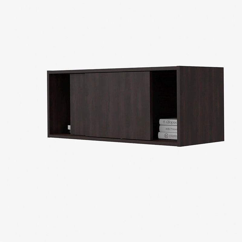 Stained Walnut Wall Storage Cabinet