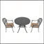Ensemble de 3 meubles de patio en fonte d'aluminium avec coussins pour table ronde et chaises empilables 2