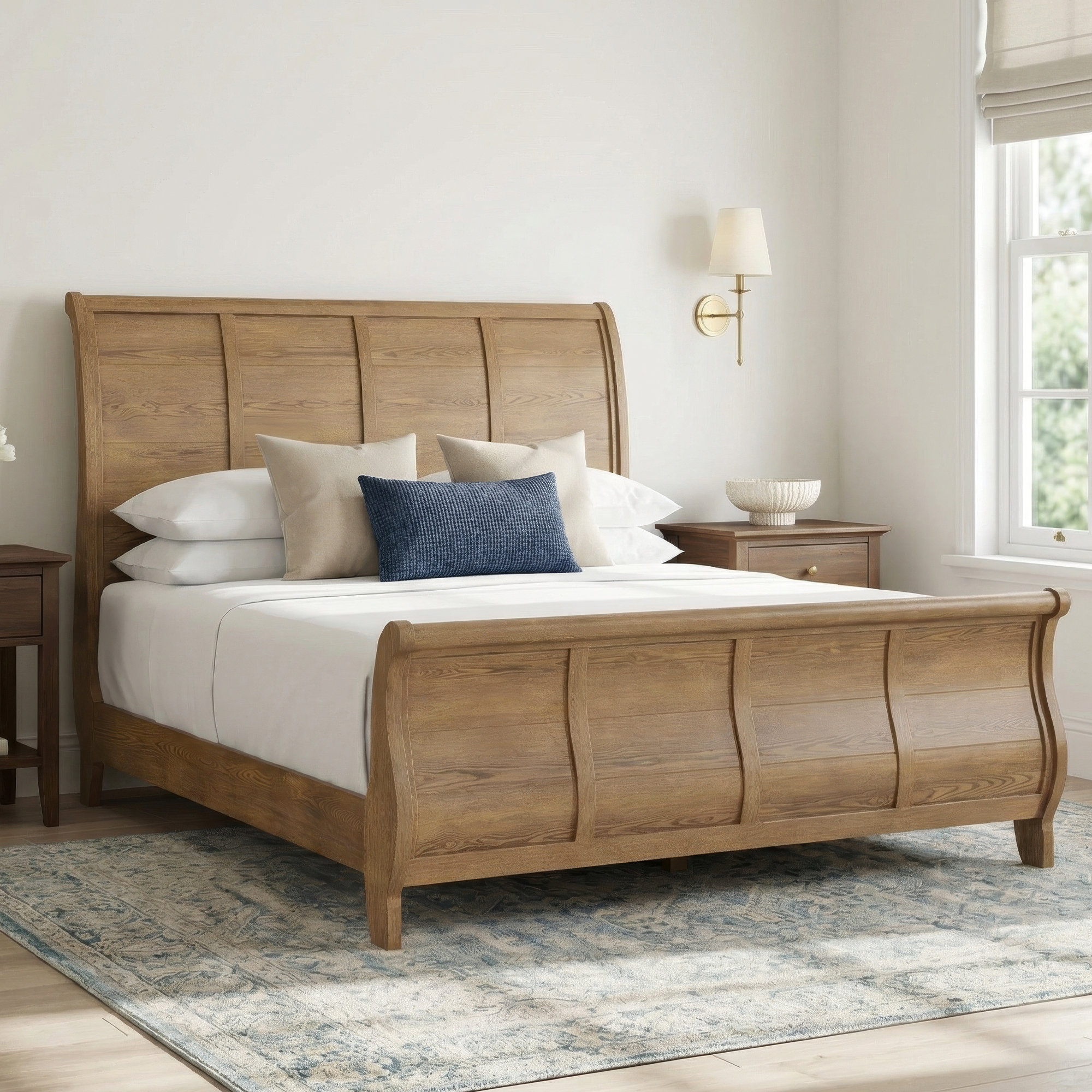 Country Living Sleigh Bed, Brown, King