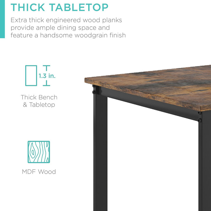 Dristi 4 - Person Double Pedestal Dining Set, Brown Wood, Black, Black/Brown