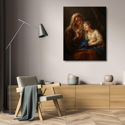 "The Education of the Virgin Mary" by  Charles-Antoine Coypel - Gallery Wrap Canvas Wall Art