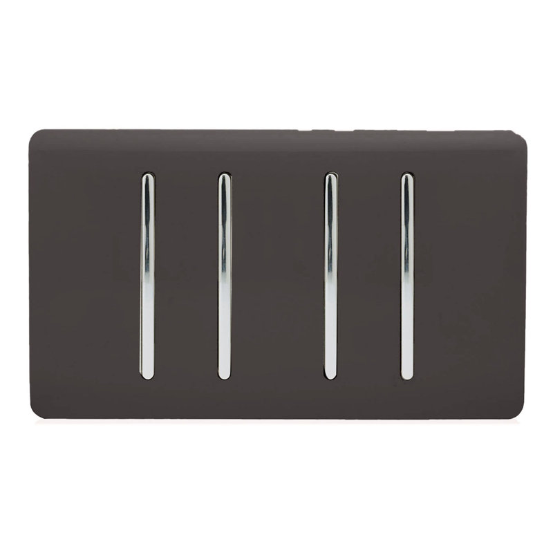 Trendi Switch 4 Gang 1 or 2 Way Light Switch, Dark Brown