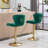 Set Of 2  Bar Stools,With Chrome Footrest And Base Swivel Height Adjustable Mechanical Lifting Velvet + Golden Leg Simple Bar Stool-Grey-115936987