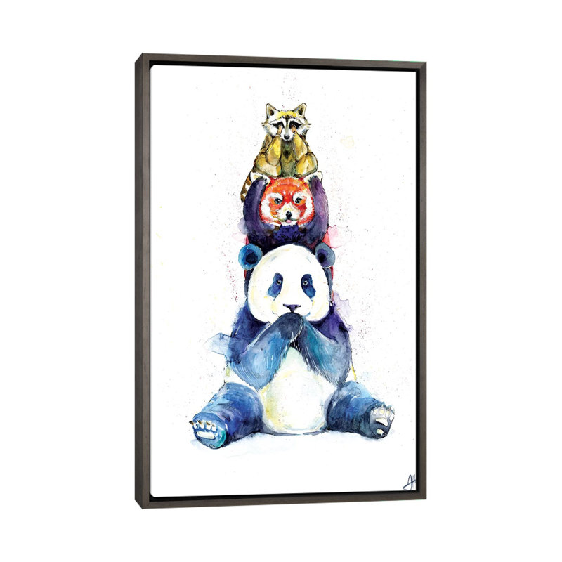 Décoration murale pour enfants Pandamium, H 60 po x l 40po x P 1,5 po, Toile avec cadre gris foncé rustique