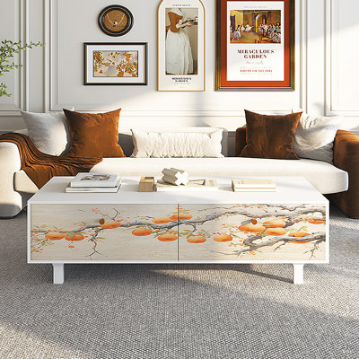 Table basse française avec rangement peint rétro