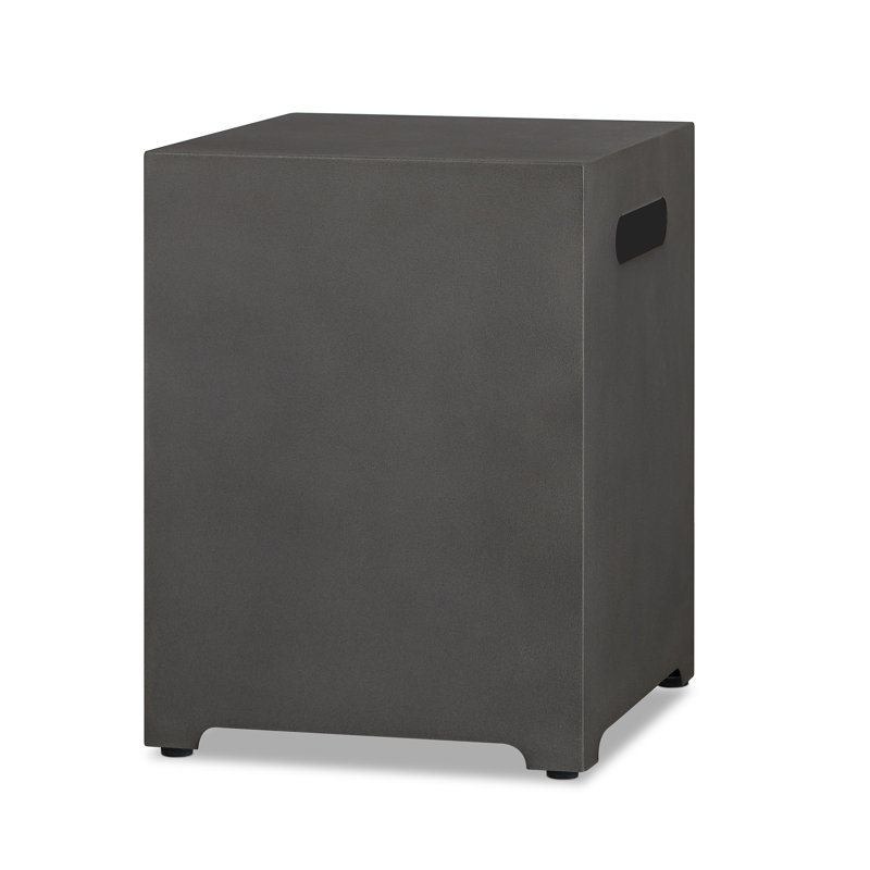 AEGEAN 20"H Square Metal Propane Tank Cover and Side Table by Real Flame, Dark Gray