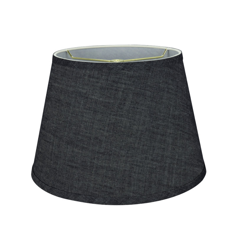 Abat-jour empire en tissu jacquard texturé (araignée), Gris te bleu, H 9 po x l 13 po x P 9 po