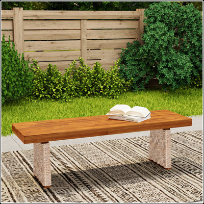Durable Acacia Wood Outdoor Bench With Classic Slat Design And Weather-Resistant Finish For Garden And Patio Use