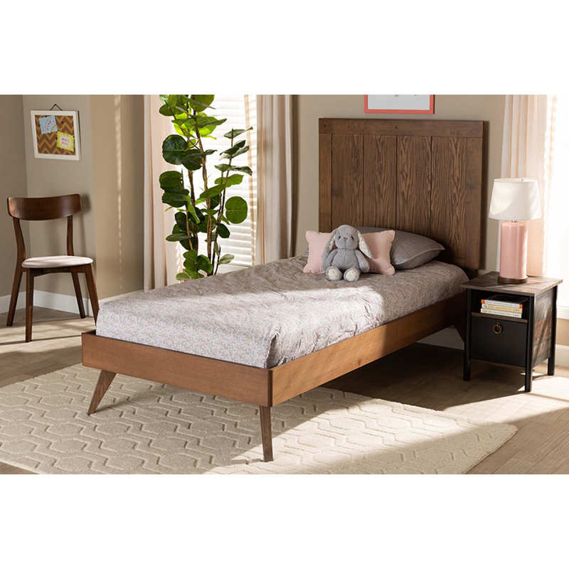 Lit plateforme en bois fini noyer Jake (double), Simple