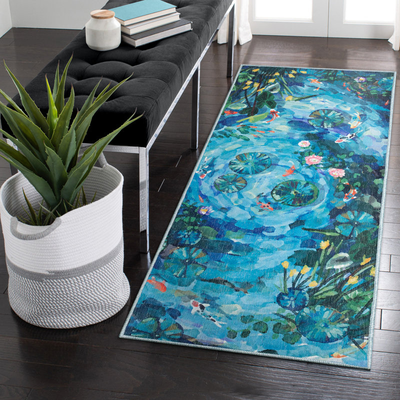 Tapis d'intérieur / extérieur Charron Peace Pond, Tapis de couloir 1 pi 11 po x 4 pi 11 po