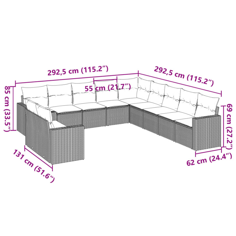 Ensemble de canapé de jardin Vidaxl
