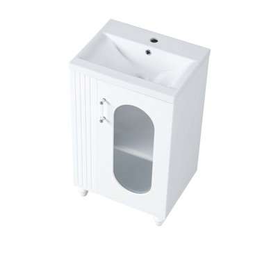 Meuble-lavabo de 20 po avec lavabo, meuble-lavabo avec tablette à 2 niveaux, tablette réglable
