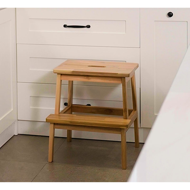 Tabouret léger portatif en bois à 2 marches, support de 250 lb, idéal pour les petits espaces