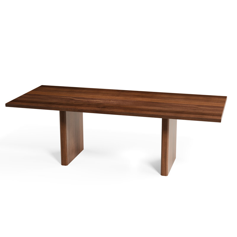 Solid Wood Rectangular Dining Table with Flora Base, 95"L x 40"W x 30"H, Walnut, Walnut