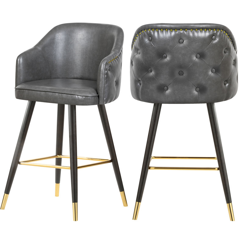 Tabouret de comptoir 27,9 po Eldredge, Cuir végétalien gris