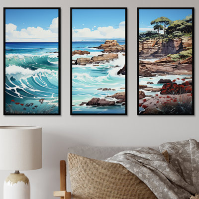 Ensemble de salon Blue Beach Waves Fusion II - Beach Wall Art