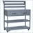 Kitchen Island Solid Wood Kitchen Cart With Stainless Table Top, Garden Potting Bench With Raised Shelf And Drawers, Grill Prep Table For BBQ, Party-514131794