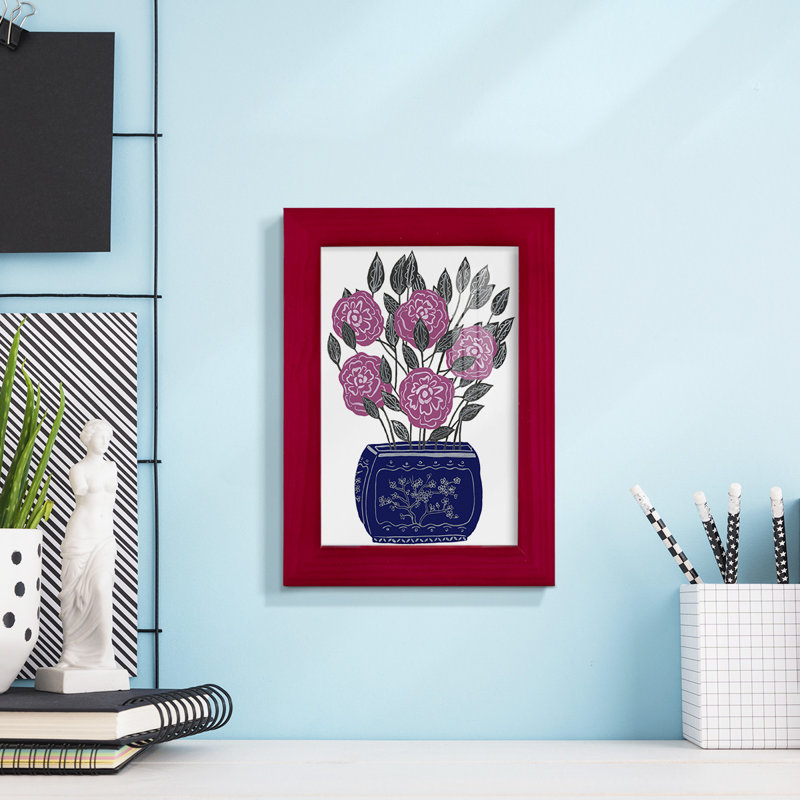 Edgardo, vase peint I, impression sur papier, Rouge cerise, H 6 po x l 4 po x P 1 po