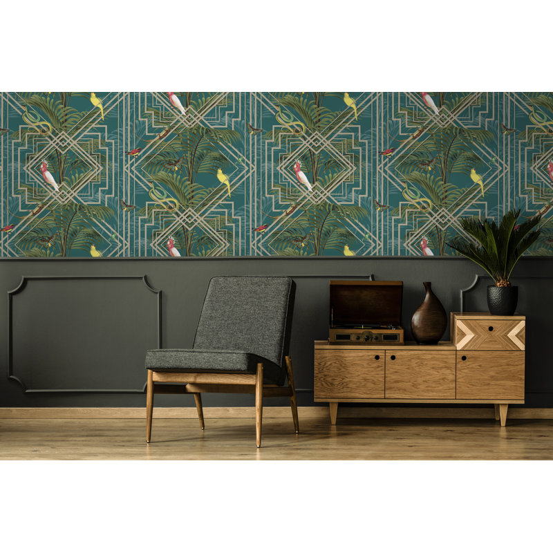 Rouleau de papier peint L 33 pi x l 20,8 po Chalco, Bleu sarcelle