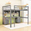 Lit mezzanine double avec bureau et tiroirs de rangement, tablettes-316538376