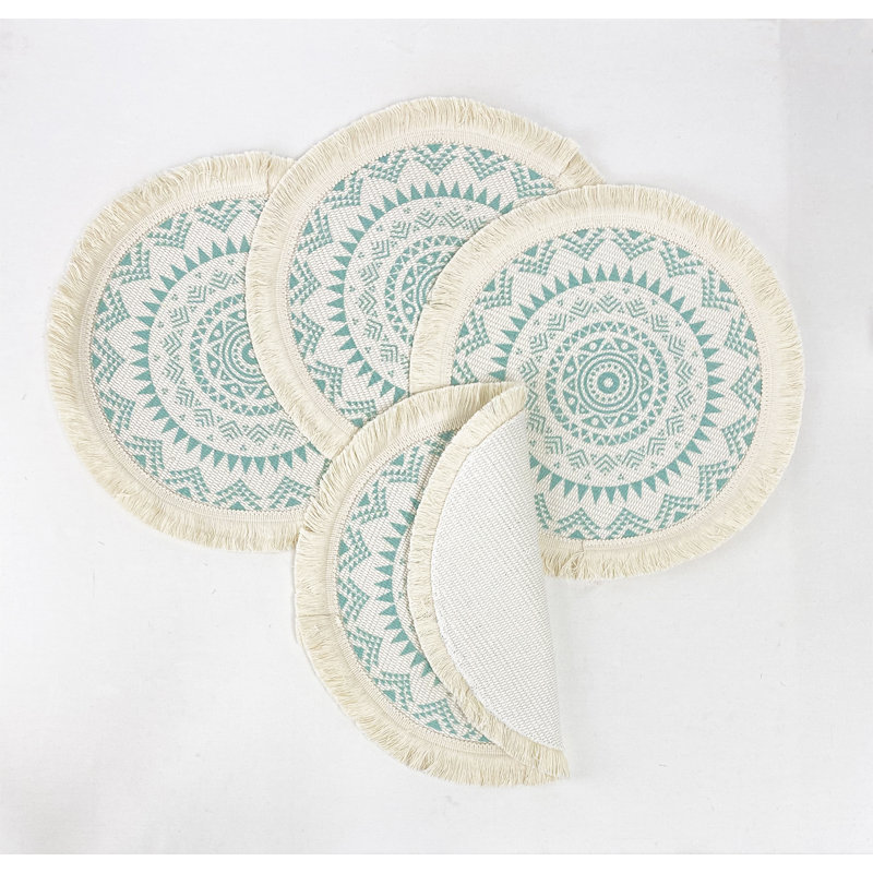 Ensemble de napperons en coton 4 pièces, Vert