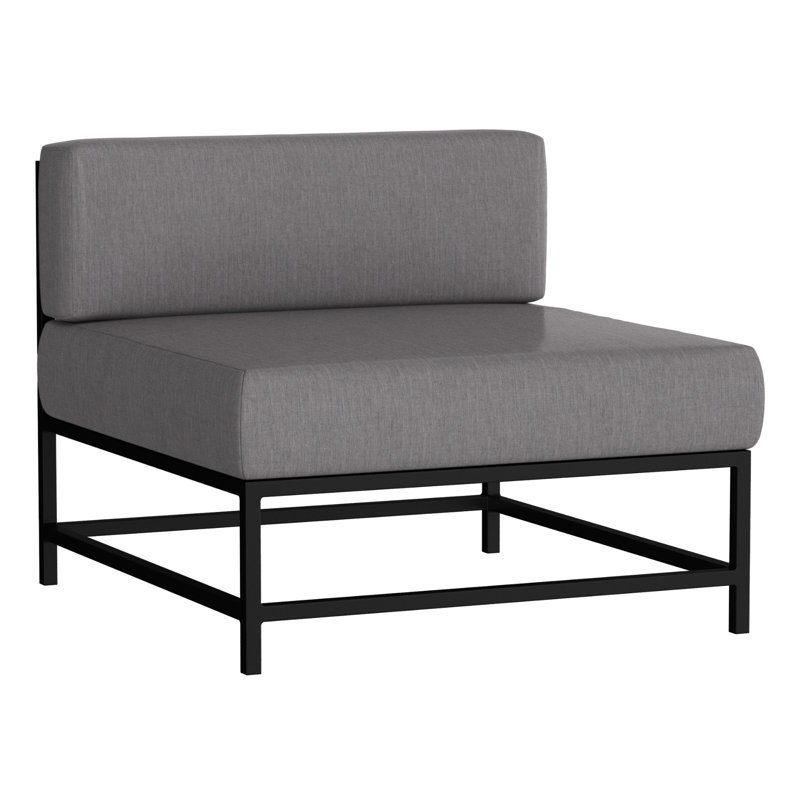 Delano Outdoor Lounge Chair, Canvas Granite, Tex Black
