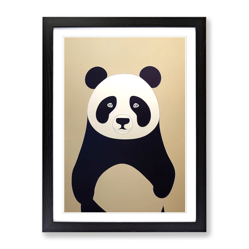 Simple Panda Vol.2 - Wall Art, 64cm H x 46cm W x 2cm D, Walnut
